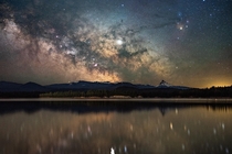 Milky Way over Mt Thielsen as seen from Lemolo Lake Oregon 
