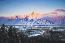 Sunrise in Grand Teton National Park One of the coldest mornings I remember but it was worth it 