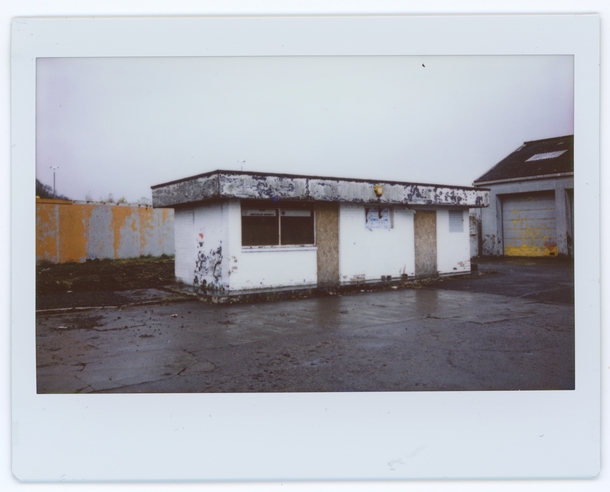  Abandonded building potentially a car wash In Stirling Scotland on polaroid Building has since been converted into a fish shop  x 