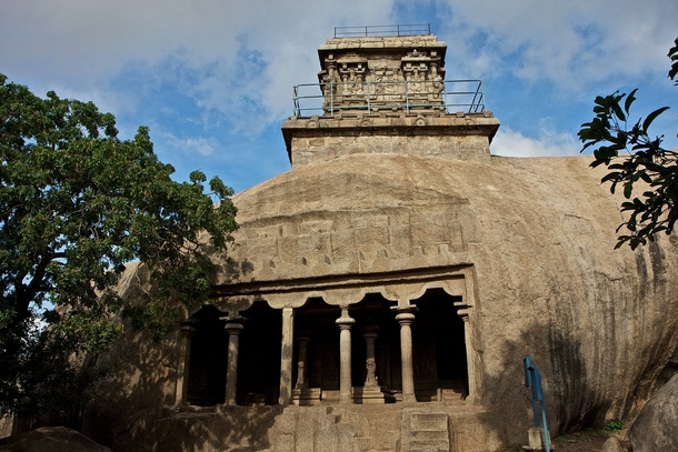  AD Olakkannesvara Temple situated above the th century Mahishasuramardini Rock-cut Temple Mahabalipuram Tamil Nadu India
