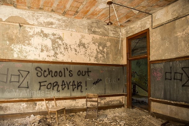  My dad recently took decayporn photos in Detroit This is an abandoned Catholic school room Schools out FOREVER