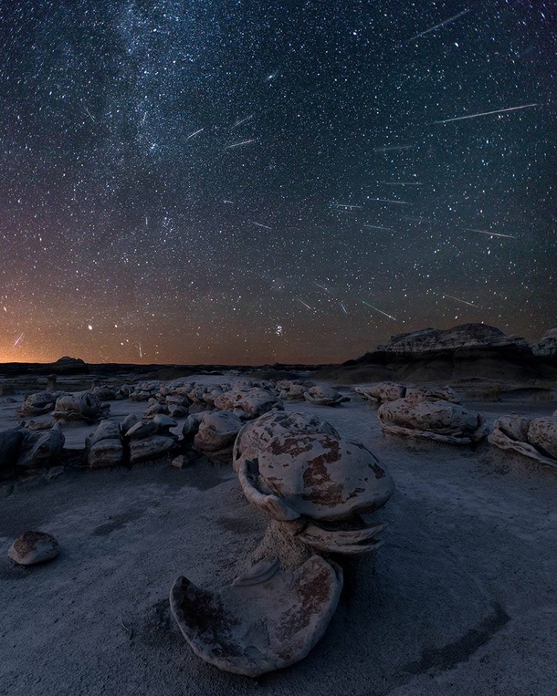  Perseids meteor shower in BistiDe-Na-Zin Wilderness New Mexico by Greg Owens 
