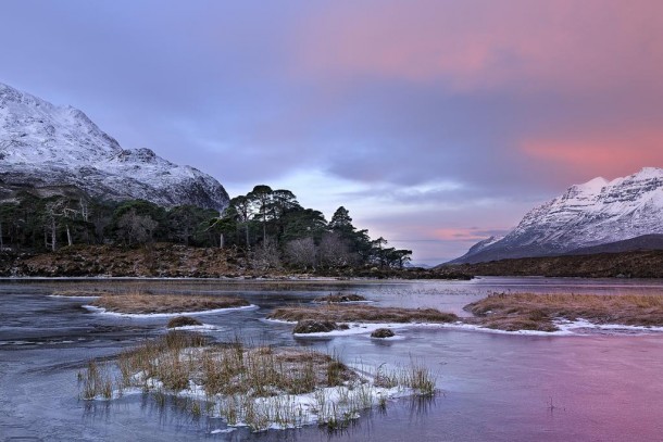  Pink Winter Sunrise on Loch Clair Torridon