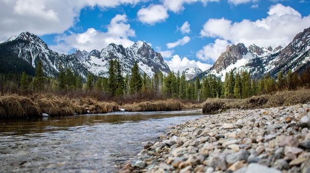 A beautiful spring day in the Sawtooth Mountains Idaho 