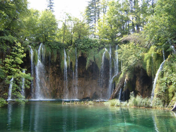A beautiful waterfall in the Plitvice lakes Croatia 