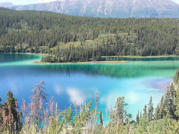 A bit blurry but snapped this photo of Emerald Lake Yukon over the summer 