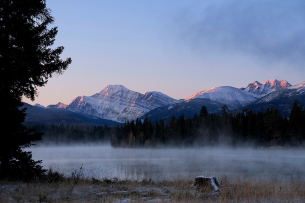 A chilly autumn morning on Lake Edith Jasper Alberta 