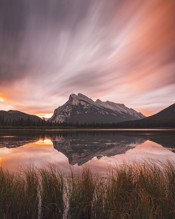 A cloudy sunrise in the Canadian Rockies 