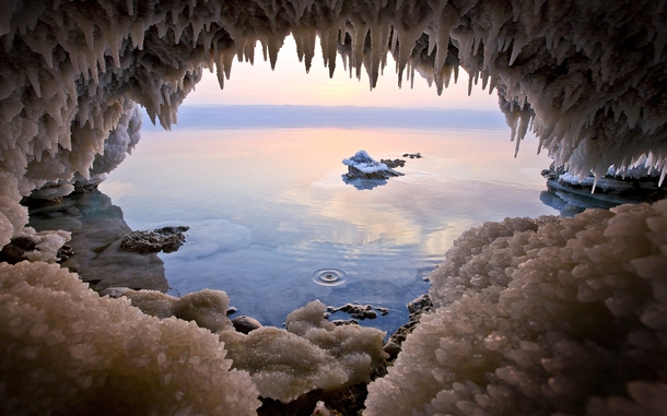 A crystal cave on the Jordanian shore of the Dead Sea near Zara 