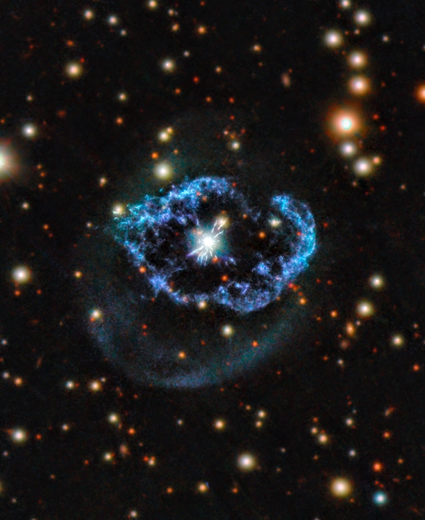 A Flash of Life Located around  light-years away in the constellation of Cygnus The Swan Abell  is an unusual type of planetary nebula  See Comment 