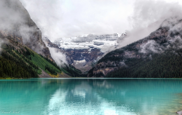 A foggy day at Lake Louise AB Canada By Daniel Kent 