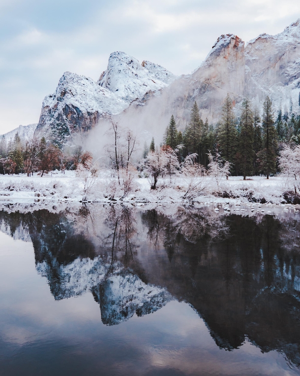 A frosty reflection in Yosemite Valley  OC cbyeva 