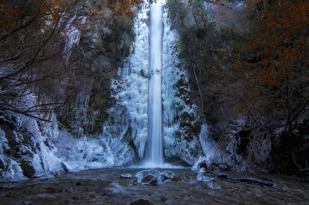 A frozen waterfall in Bariloche Patagonia Argentina  Photo by Guillermo Palavecino