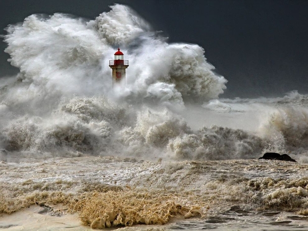 A huge ocean storm Porto Portugal January  