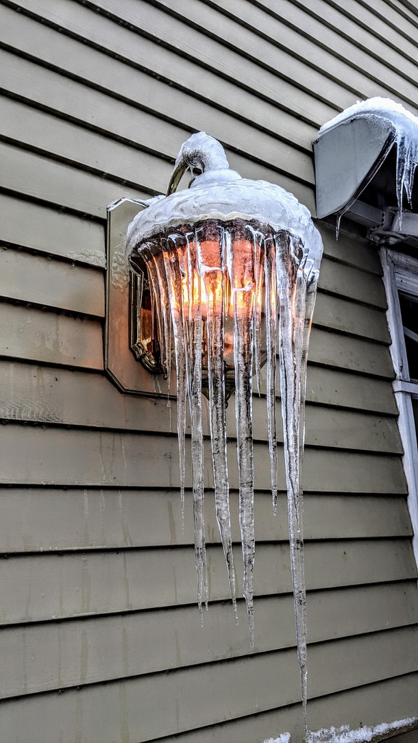 A Lit Lamp after a recent storm Newton NJ