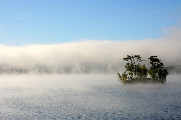 A lone island in the fog South Paris Maine 