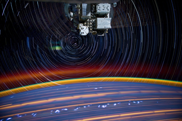 A long exposure of the worlds largest tin can floating in space - taken from the ISS Cupola Module  by NASA astronaut Don Pettit
