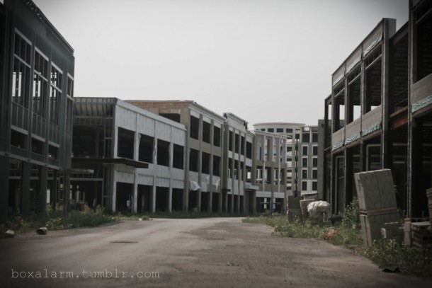 A massive abandoned partially-finished shopping plaza that looks like a ghost town itself may be one of suburban Detroits most spectacular ruins  