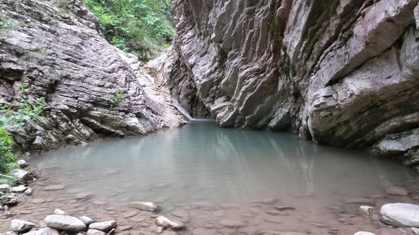 A pond at the end of Platani canyon Evrytania Greece 