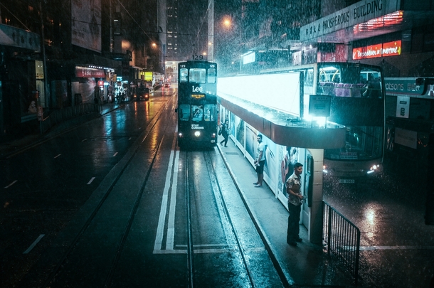 A rainy night in Hong Kong  Photograph by Finbarr Fallon