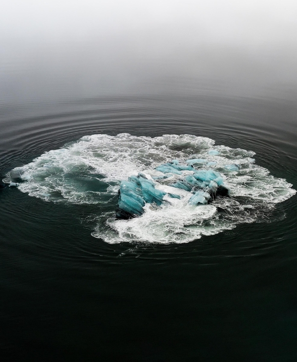 A rare rare shot  An iceberg in the moment of turning in a glacier lagoon in Iceland   - Insta glacionaut