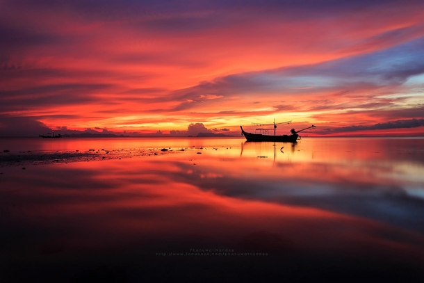 A reflection of sunset in Thailand 