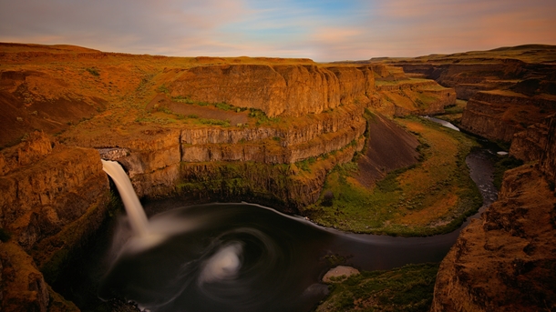 A River Reveals the Layers in Palouse Falls State Park Washington by Kevin Benedict 