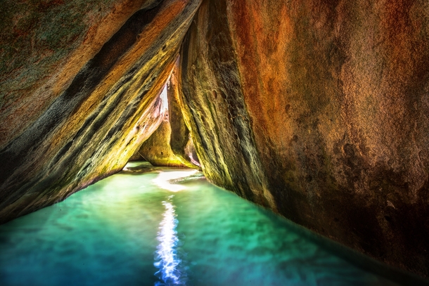 A secret water-cave in Virgin Gorda in The Baths This was Princess Dianas favorite vacation spot actually 