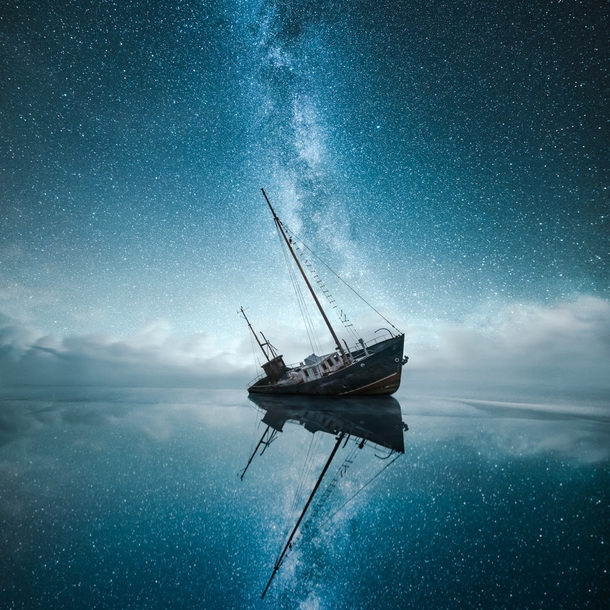 A Shipwreck under the Milky Way  Photographed by Mikko Lagerstedt