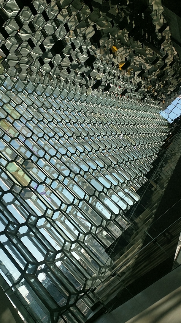 A shot from the interior of the Harpa in Reykjavik Iceland the same wall another user posted yesterday from a different angle 