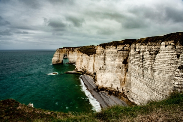 A storm is coming in the cliff of Etretat Normandy France 