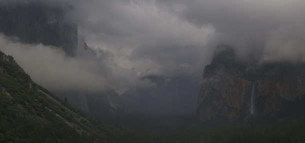 A storm rolling through Yosemite Valley California