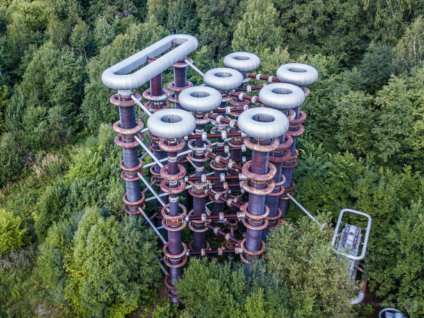 A unique Tesla Tower built in the s near the Soviet city of Istra This high voltage device was used to test aircraft materials for lightning resistance