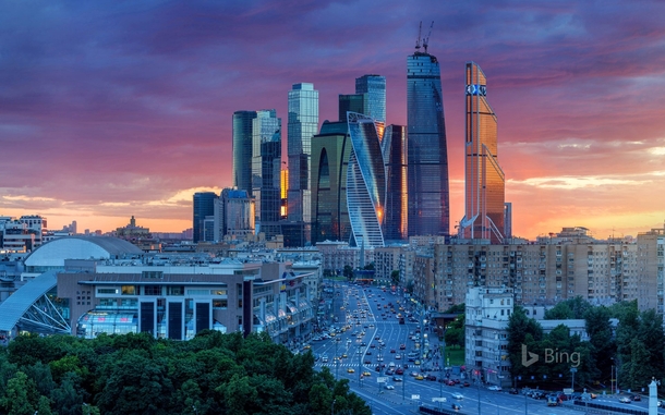 A view of the International Business Center a new commercial district constructed in  years Moscow Russia 
