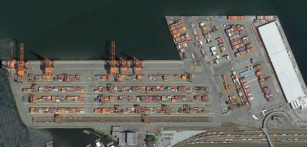 A view of The Port of Vancouver BC from above 