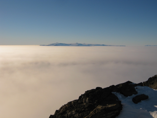 A view of White Island Antarctica across the sea ice during a temperature inversion  x  