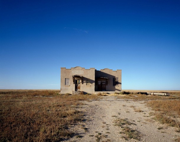 Abandoned adobe one-room schoolhouse in Las Animas County Colorado