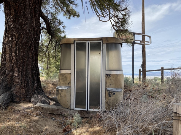 Abandoned aerial lift cabin Milford CA