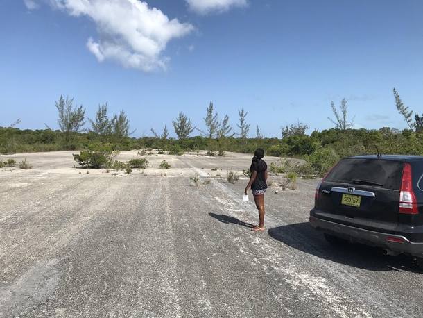Abandoned air strip south Eleuthera Bahamas Dirt berms were put down along the airstrip to stop drug smuggling planes
