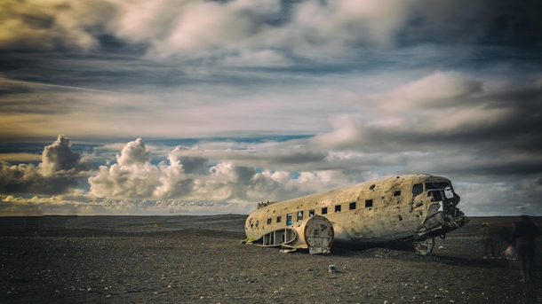 Abandoned Aircraft  Black Sand Beach Iceland 