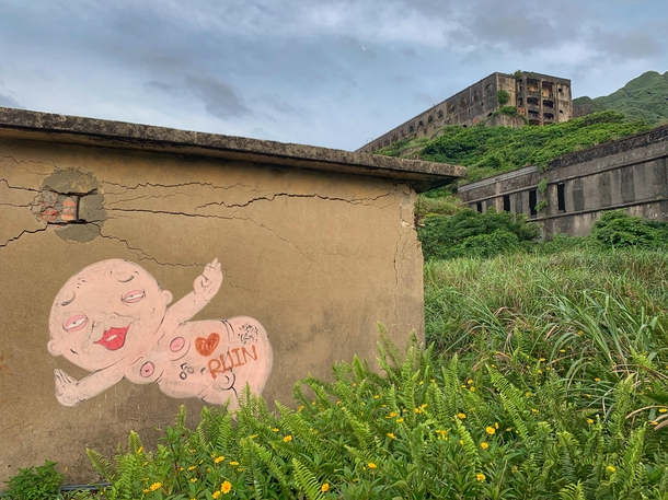Abandoned and Graffitid A now empty copper smelter on a hill in Taiwan