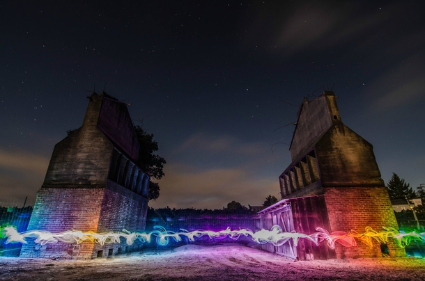 Abandoned apple barns in Northern California light painted with an LED strip x 