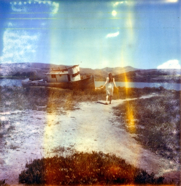 Abandoned Boat in Point Reyes shot with Expired Time Zero Polaroid film 