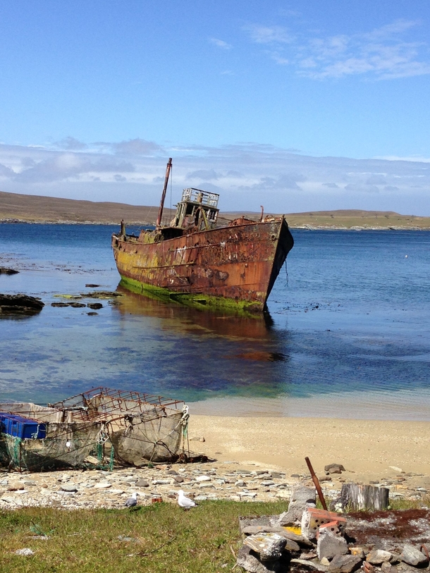 Abandoned boat in the Chatham Islands New Zealand 