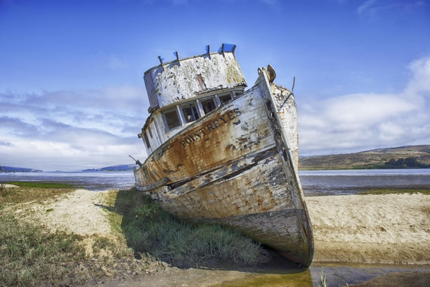 Abandoned boat in Tomales Bay California  by Anuj Sharma