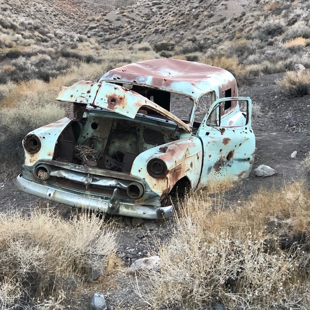 Abandoned car in Death Valley with a TON of bullet holes