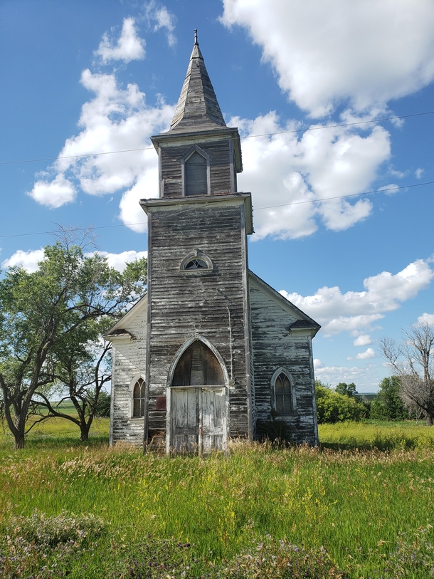 Abandoned church in the ghost town of Heil ND