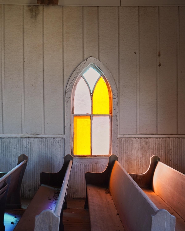 Abandoned Church with Stained Glass