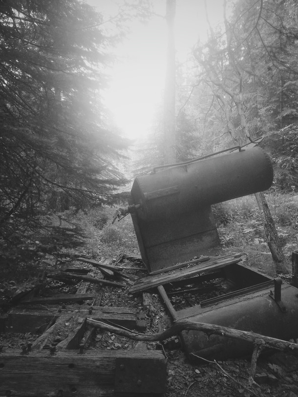 Abandoned CP Rail train engine from early s in the Kickinghorse Pass above Field BC - x