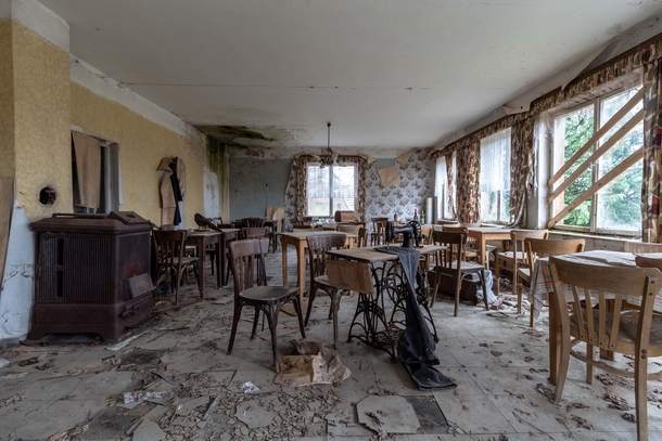 Abandoned dining room of an old inn Germany 